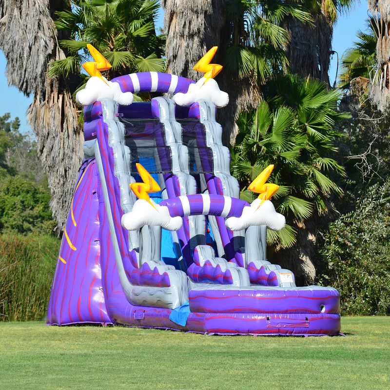 21ft Purple Thunder tall water slide rental Lakeland FL with XXL pool